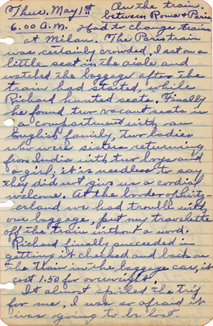 Diary entry May 1, 1930