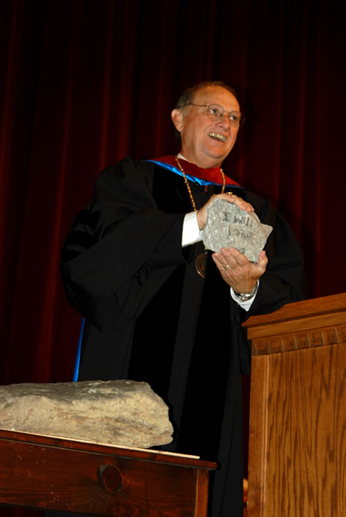 Dr. Wayne W. Gardner with the rock